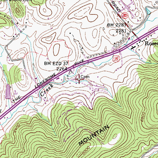 Topographic Map of Ray-Whited Cemetery, VA