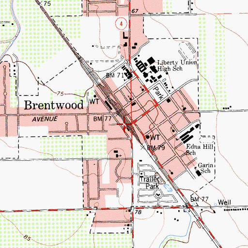 Topographic Map of Brentwood, CA