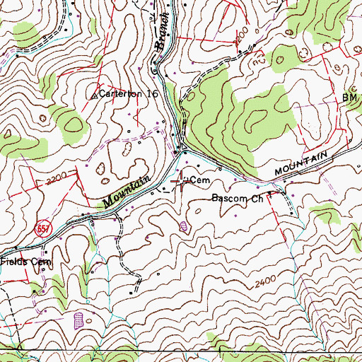 Topographic Map of Richard Fields Cemetery, VA