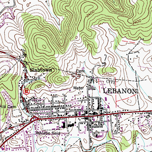 Topographic Map of North Church Street-Old Lebanon Cemetery, VA