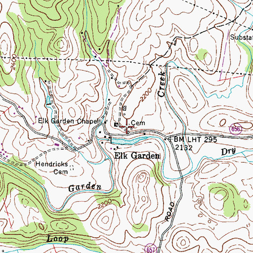 Topographic Map of Elk Garden Cemetery, VA