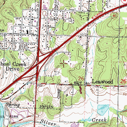 Topographic Map of Mercy Hospital Joplin, MO