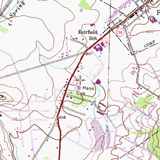 Topographic Map of Fairfield Union Cemetery, PA