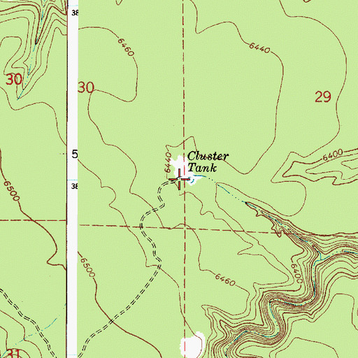 Topographic Map of Cluster Tank, AZ