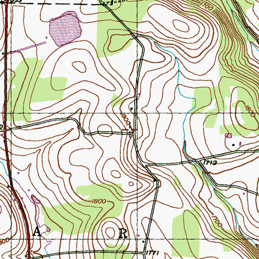 Topographic Map of Bartle - Middle Ridge Cemetery, PA