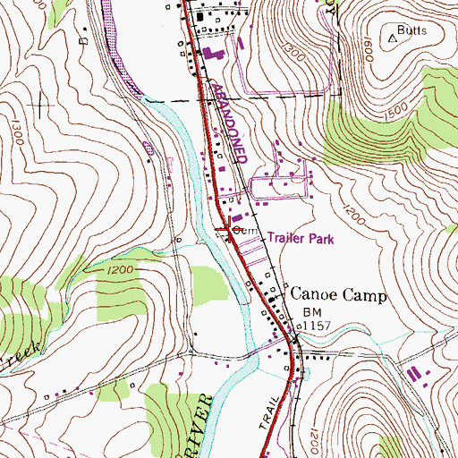 Topographic Map of Canoe Camp Cemetery, PA