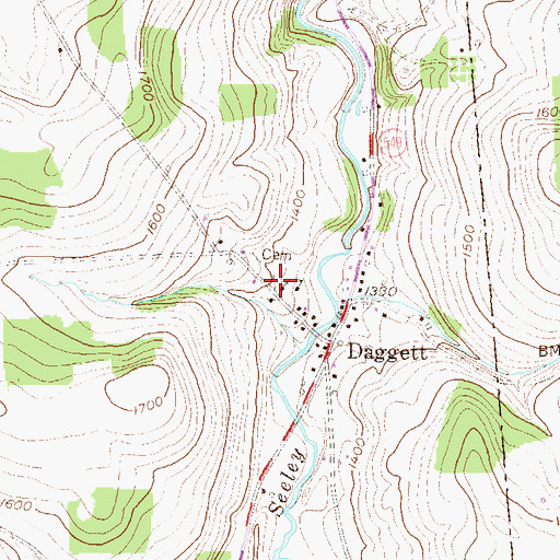 Topographic Map of Daggett Cemetery, PA
