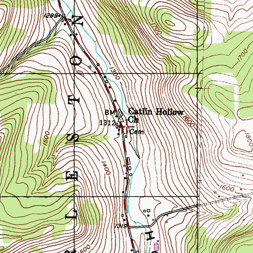 Topographic Map of Catlin Hollow Cemetery, PA