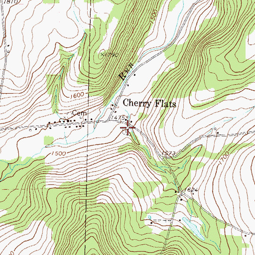 Topographic Map of Cherry Flats Methodist Cemetery, PA