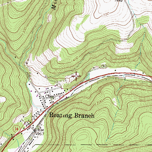 Topographic Map of Roaring Branch Griffin Cemetery, PA