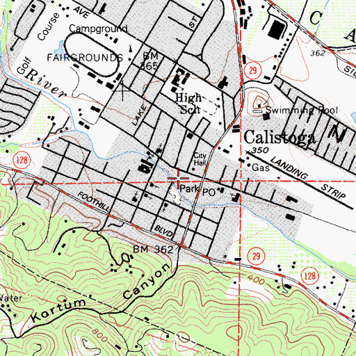 Topographic Map of Calistoga, CA