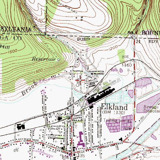 Topographic Map of Highland Cemetery, PA