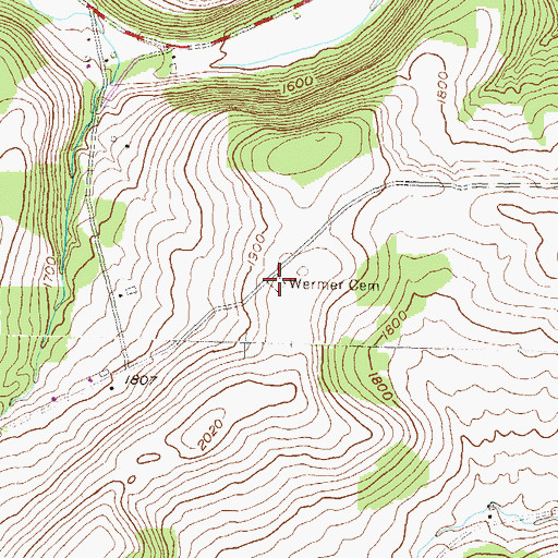 Topographic Map of Wormer - Hillside Cemetery, PA