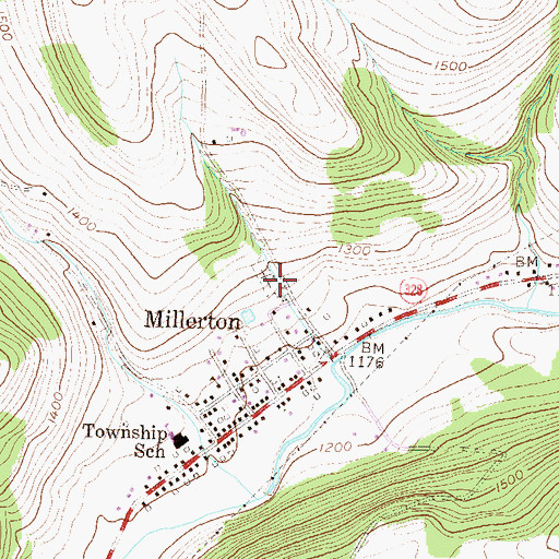 Topographic Map of Millerton Cemetery, PA