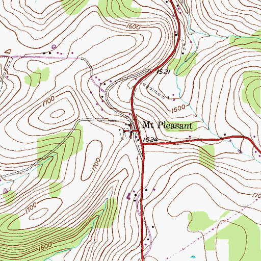 Topographic Map of Mount Pleasant Cemetery, PA