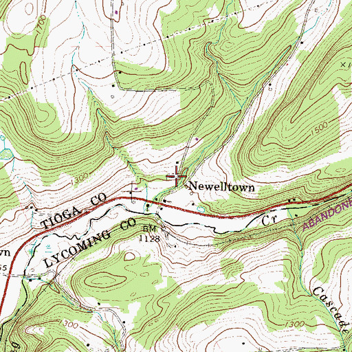 Topographic Map of Newelltown Cemetery, PA