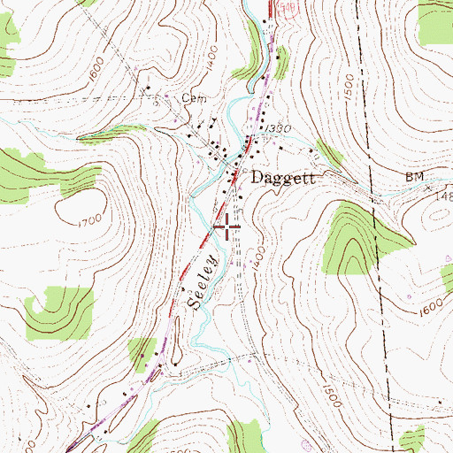 Topographic Map of Old Daggett Burial Ground Cemetery, PA