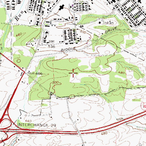 Topographic Map of Indiantown Gap National Cemetery, PA