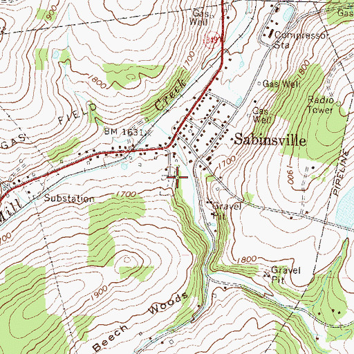 Topographic Map of Sabinsville Cemetery, PA