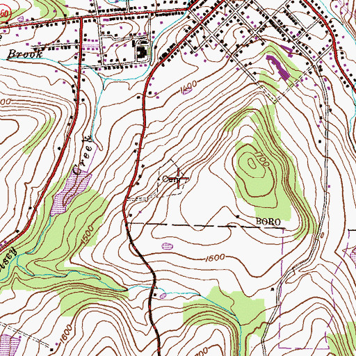 Topographic Map of Saint Peters Catholic Cemetery, PA