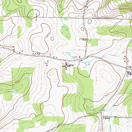 Topographic Map of Spencer Cemetery, PA
