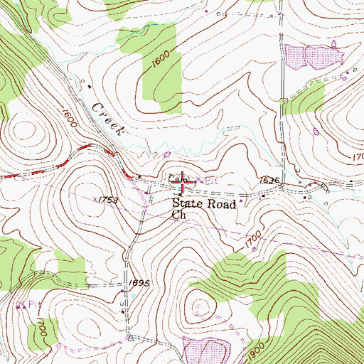 Topographic Map of State Road Cemetery, PA