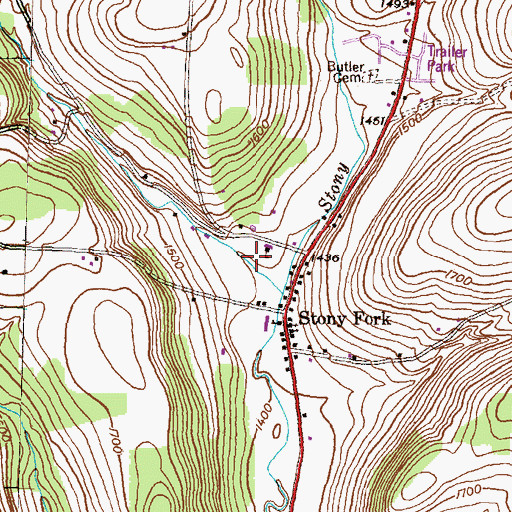 Topographic Map of Stony Fork Mennonite Church Cemetery, PA