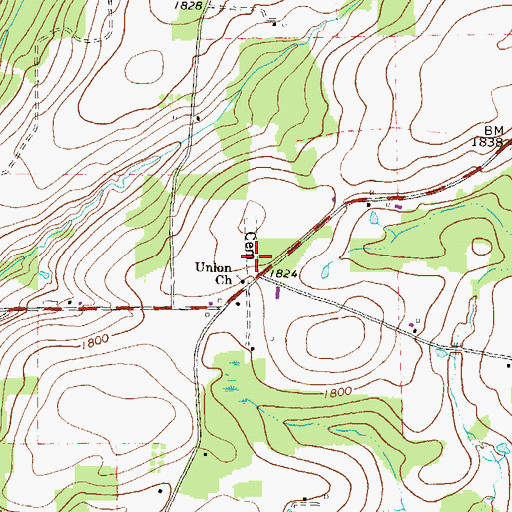 Topographic Map of Union Cemetery, PA
