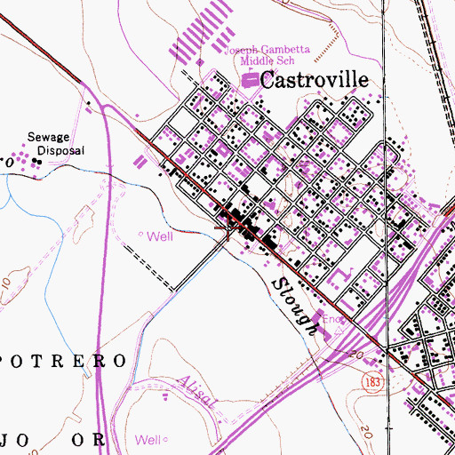 Topographic Map of Castroville, CA
