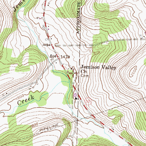 Topographic Map of Upper Jemison Cemetery, PA