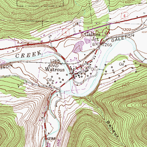 Topographic Map of Watrous Cemetery, PA