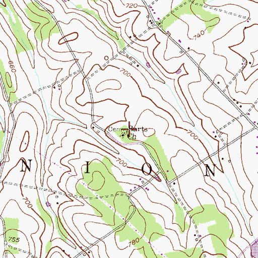 Topographic Map of Barts - Centenary United Methodist Church Cemetery, PA