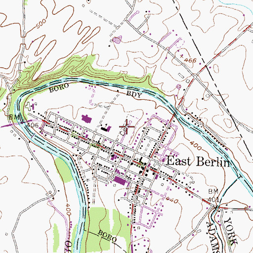 Topographic Map of East Berlin Union Cemetery, PA