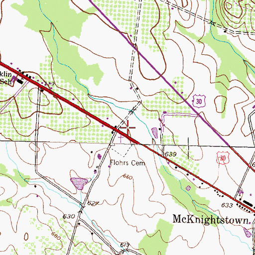 Topographic Map of German Society Lutheran Calvinist Cemetery, PA