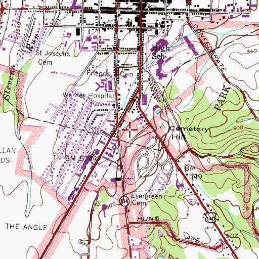 Topographic Map of Gettysburg National Cemetery Annex, PA