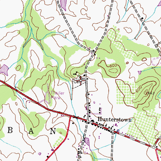 Topographic Map of Great Conewago Presbyterian Church Cemetery, PA