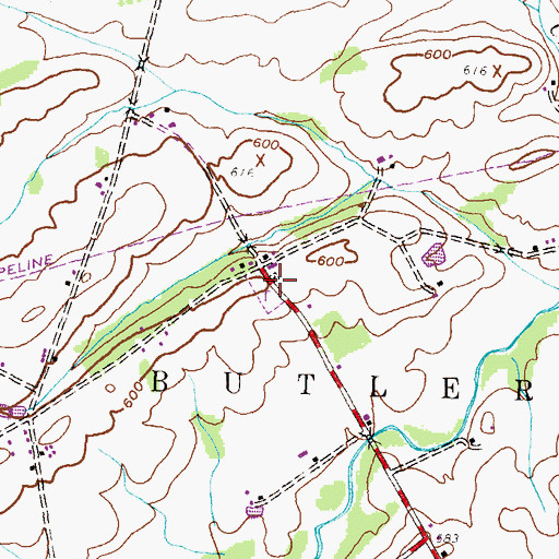 Topographic Map of Benders Lutheran Church Cemetery, PA