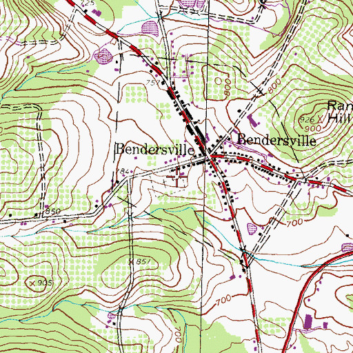 Topographic Map of Bendersville Cemetery, PA