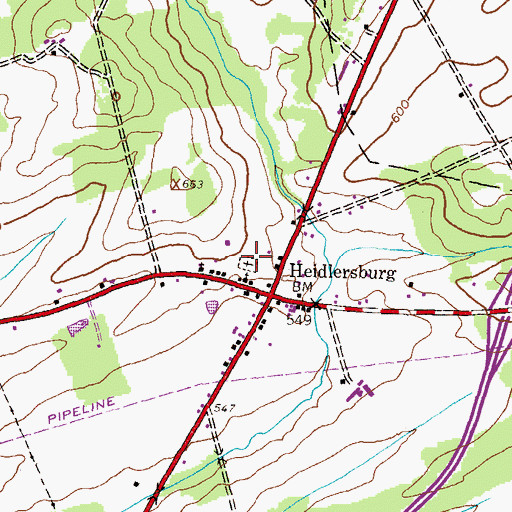 Topographic Map of Heidlersburg Cemetery, PA