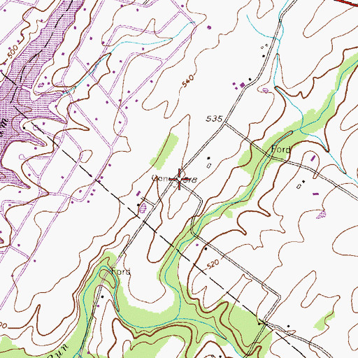 Topographic Map of Southern Low Dutch Cemetery, PA