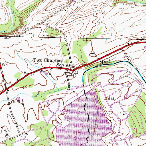 Topographic Map of Lower Bermudian Lutheran Church Cemetery, PA