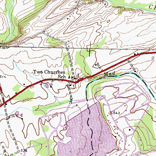 Topographic Map of Mount Olivet United Church of Christ Cemetery, PA