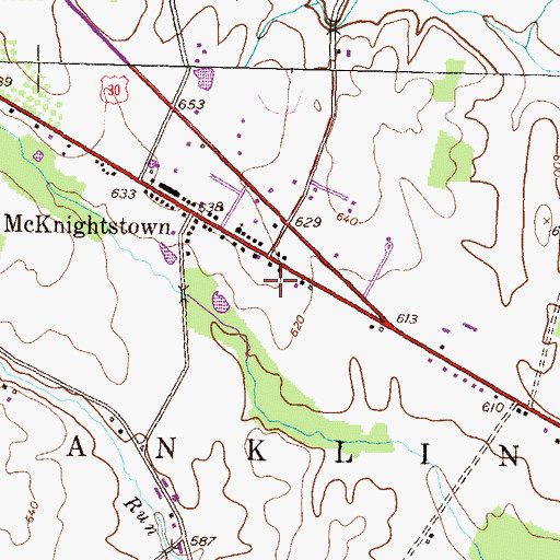 Topographic Map of McKnightstown Cemetery, PA