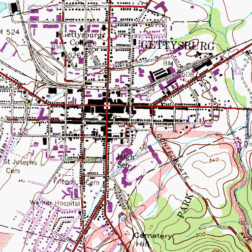 Topographic Map of Methodist Episcopal Church Cemetery, PA