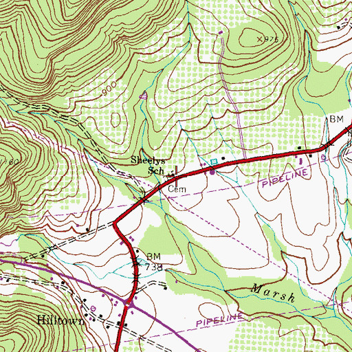 Topographic Map of Mount Calvary Methodist Cemetery, PA