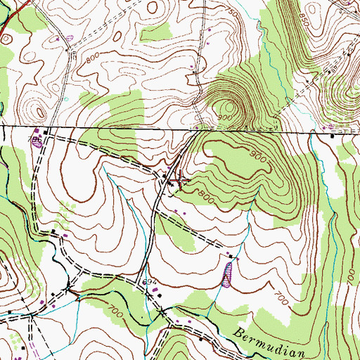 Topographic Map of Upper Bermudian Church Cemetery, PA