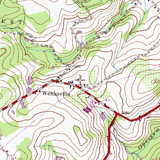 Topographic Map of Wenksville Cemetery, PA