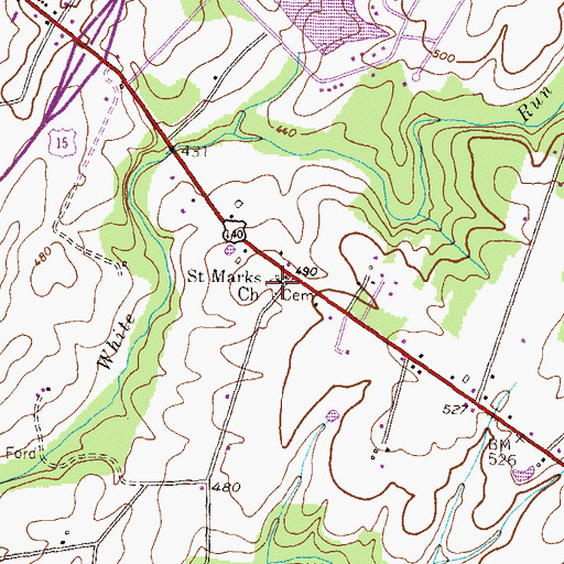 Topographic Map of White Church Cemetery, PA