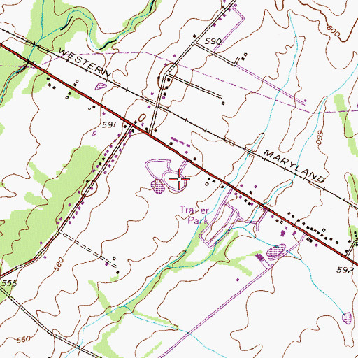 Topographic Map of Oak Lawn Memorial Gardens, PA