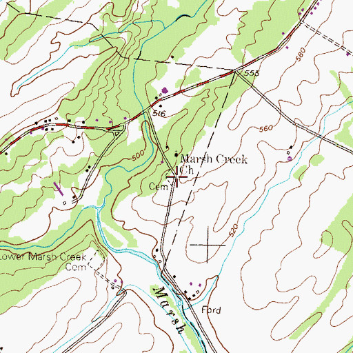 Topographic Map of Pfoutz Meeting House Cemetery, PA